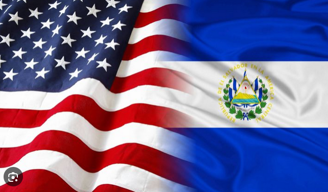 Bandera de El Salvador y Estados Unidos